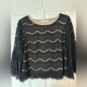 Rose & Olive Black Lace 3/4 Sleeve Blouse size M